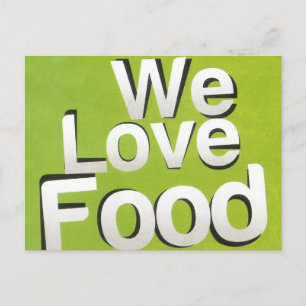 We Love Food: Hate Waste Green & White Aesthetic Postcard