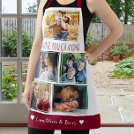 We Love Grandma Grandkids 5 Photo Maroon and white Apron<br><div class="desc">Show your grandma how much you care with our We Love You Grandma 5 Photo Collage Apron! This personalised apron lets you create your own design with five special photos of your grandkids. The perfect grandma birthday gift from grandkids,  it's a thoughtful way to show your love and appreciation.</div>
