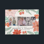 We Love Grandma & Grandpa Floral Cream White Photo Fleece Blanket<br><div class="desc">This simple "we love you! Grandma & Grandpa" fleece blanket features 3 photos on a cream white background with holiday florals such as poinsettia flowers,  red berries and foliage. A perfect gift for holidays. Personalise for your needs. You can find more matching products at my store.</div>