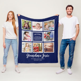We Love Grandma Photo Collage Custom Branded Fleece Blanket