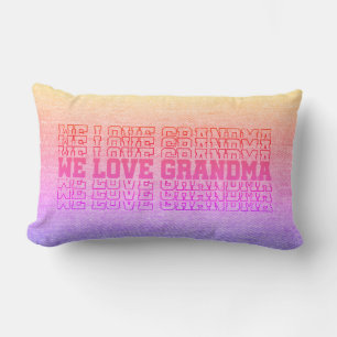 We Love Grandma - Pink on Pink Denim Look Lumbar P Cushion