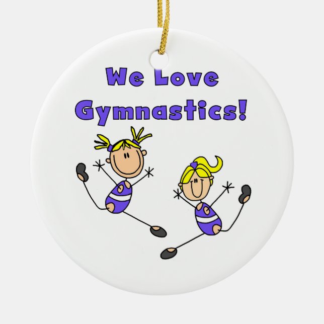 We Love Gymnastics Ceramic Tree Decoration (Front)