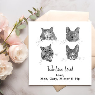 We Love, Love Pets Custom Hand Drawing Wedding Napkin
