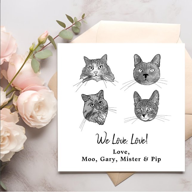 We Love, Love Pets Custom Hand Drawing Wedding Napkin (Creator Uploaded)