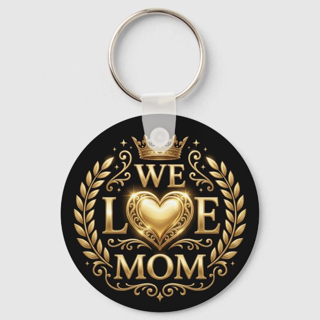 We Love Mum Black & Gold Keychain (Front)