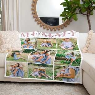 We Love Mummy Pink Mother's Day Photo Collage Fleece Blanket