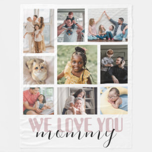 We Love Mummy Pink Mother's Day Photo Collage Fleece Blanket
