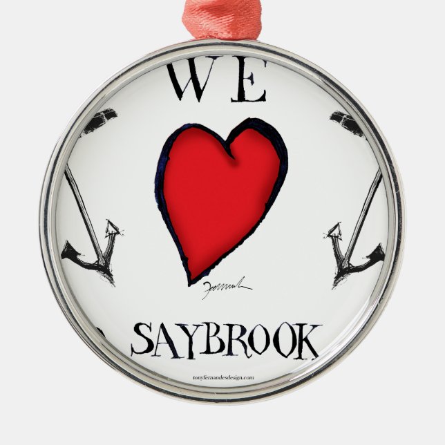 we love old saybrook connecticut metal tree decoration (Front)