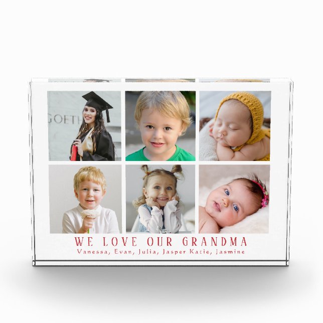We Love Our Grandma |Grandkids Photo Collage Block (Front)