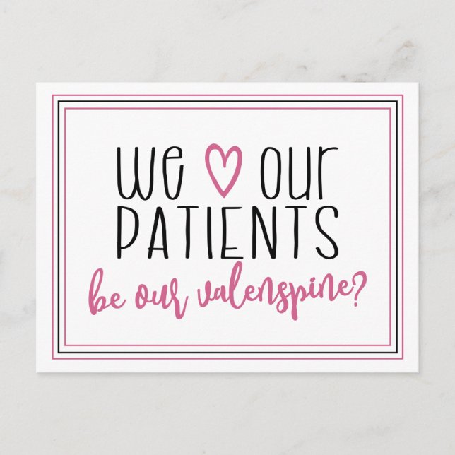 We love our patients, chiropractic postcard (Front)