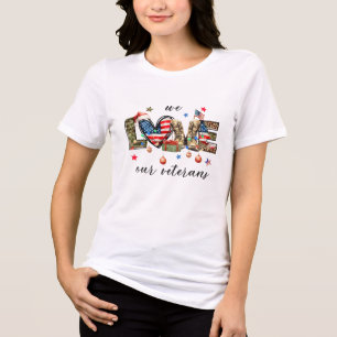 We Love Our Veterans Christmas   Festive Patriotic Tri-Blend Shirt