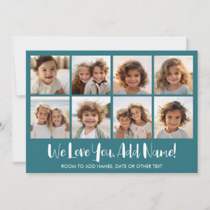 We Love You - 8 Photo Collage - Deep Teal Blue Holiday Card