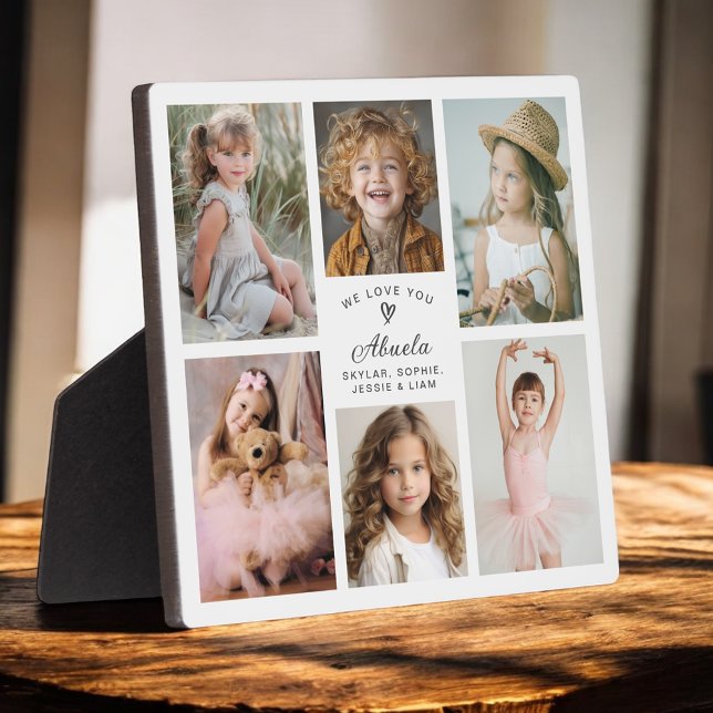 We Love You Abel Photo Collage Keepsake Plaque (Personalize this custom plaque with 6 selected photos for a great gift idea for Abuela.)