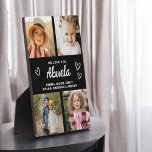We Love You Abuela Family Modern Photo Collage Plaque<br><div class="desc">The Abuela We Love You Heart Modern Photo Collage Plaque is a touching and personalised gift that showcases your love for your grandmother. This beautifully designed plaque features a heart-shaped photo collage, allowing you to add your favourite family pictures in a modern and stylish layout. The heartfelt "We Love You,...</div>