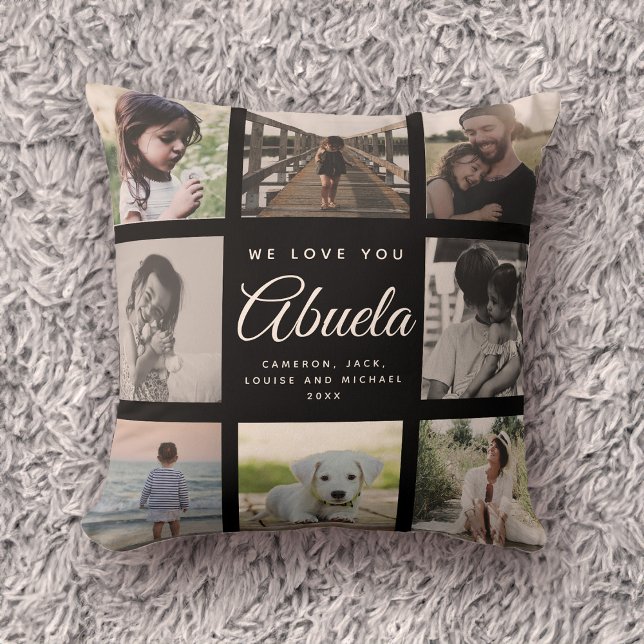 We Love You Abuela Mother's Day Photo Collage Cushion (Creator Uploaded)