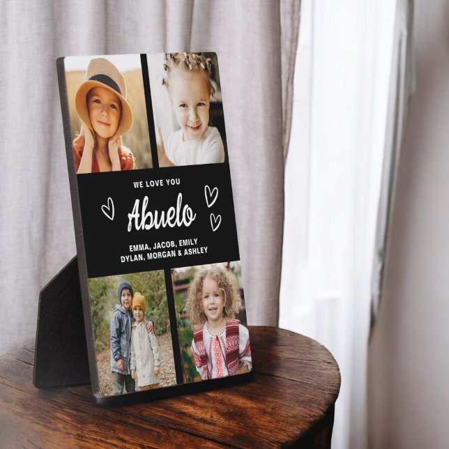 We Love You Abuelo Modern Photo Collage Plaque (Creator Uploaded)