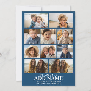 We Love You Add Name - 10 Photo Collage - Modern Holiday Card