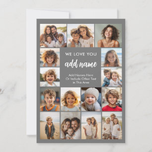 We Love You Add Name - 15 Photo Collage Gallery Holiday Card