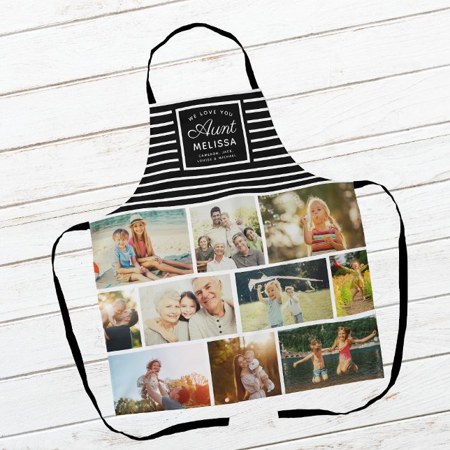WE LOVE YOU AUNT Modern Custom Name Photo Collage Apron (Creator Uploaded)