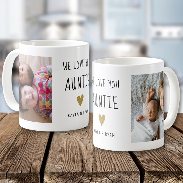 We Love You Auntie Gold Heart 2 Photo Collage   Coffee Mug (Creator Uploaded)