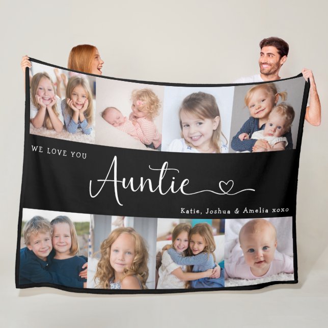 We Love you Auntie Script 8 Photo Modern Fleece Blanket (In Situ)