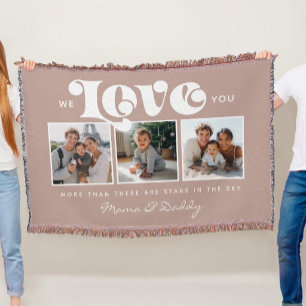 We love You Baby Birthday Family Photo Collage  Throw Blanket