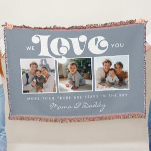 We love You Baby Birthday Family Photo Collage  Throw Blanket