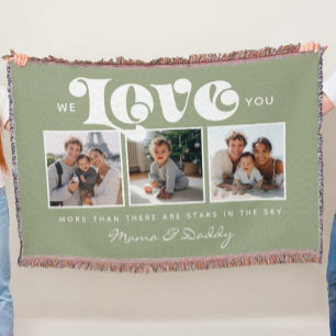 We love You Baby Birthday Family Photo Collage  Throw Blanket