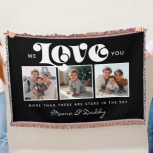 We love You Baby Birthday Family Photo Collage  Throw Blanket