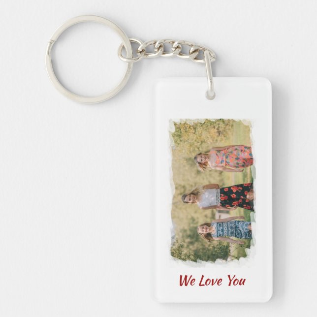 We Love You Best Dad Ever Photo Typography Script Key Ring (Front)