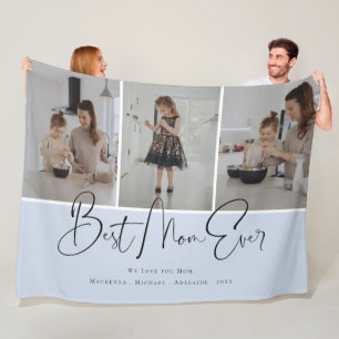 We Love You Best Mom Ever Family Photo Collage Fleece Blanket