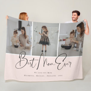 We Love You Best Mum Ever Family Photo Collage Fle Fleece Blanket