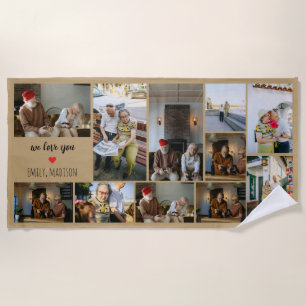 We Love You Custom Family Photo Collage  Beach Towel