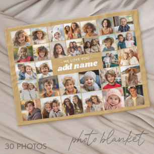 We Love You Custom Name - 30 Photo Collage Fleece Blanket