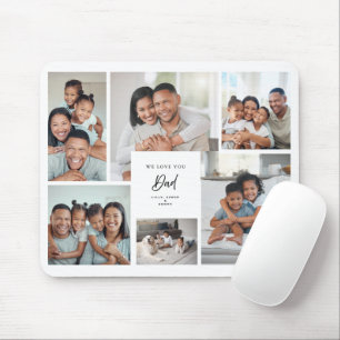 We Love You Dad 6‑Photo Family Collage Custom Mouse Pad