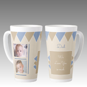 We love you Dad blue and brown with photos Latte Mug