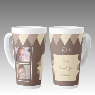 We love you Dad brown and cream with photos Latte Mug