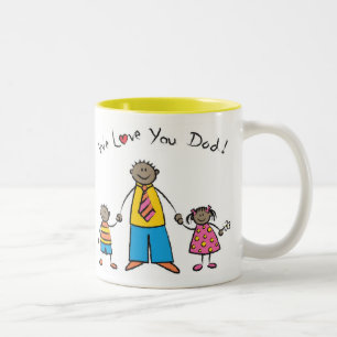 We Love You Dad Cartoon Family Happy Father's Day Two-Tone Coffee Mug
