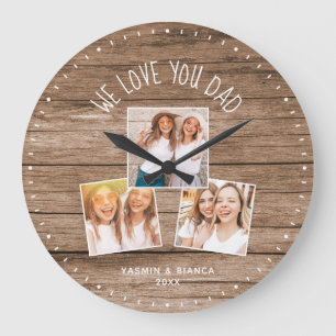 WE LOVE YOU DAD Custom Photo Collage Fathers Day Large Clock