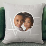 We Love You Dad Custom Photo Grey Cushion<br><div class="desc">This We Love You Dad Photo Pillow is decorated with the word LOVE in white typography on a grey background.
Easily customisable with your photo and name.
Perfect as a Father's Day gift.</div>