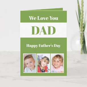 We love you Dad Father's Day lime white photo Card