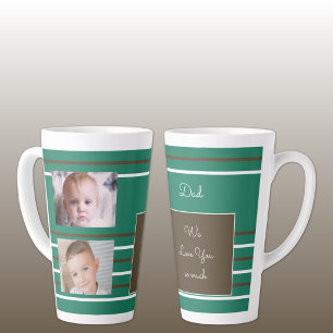 We love you Dad green and brown with photos Latte Mug