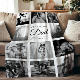 We Love you DAD Modern Trendy Black and White Fleece Blanket