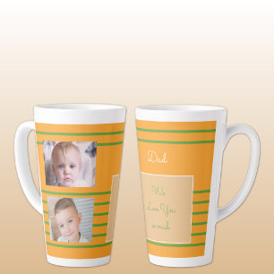 We love you Dad orange and green with photos Latte Mug