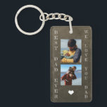 We love you dad personalised 5 photos key ring<br><div class="desc">Best dad ever we love you dad bold white typography on dark green military chalkboard Father's Day personalised double sided keychain with your 5 photos,  your text,  and your signature.</div>