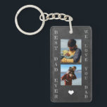 We love you dad personalised 5 photos key ring<br><div class="desc">Best dad ever we love you dad bold white typography on dark grey charcoal chalkboard Father's Day personalised double sided keychain with your 5 photos,  your text,  and your signature.</div>