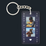 We love you dad personalised 5 photos key ring<br><div class="desc">Best dad ever we love you dad bold white typography on dark navy blue chalkboard Father's Day personalised double sided keychain with your 5 photos,  your text,  and your signature.</div>