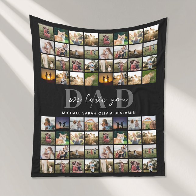 We Love You Dad Personalised 64 Photo Collage Fleece Blanket (Creator Uploaded)