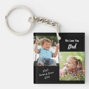 We Love You Dad Personalised Photos Black Key Ring