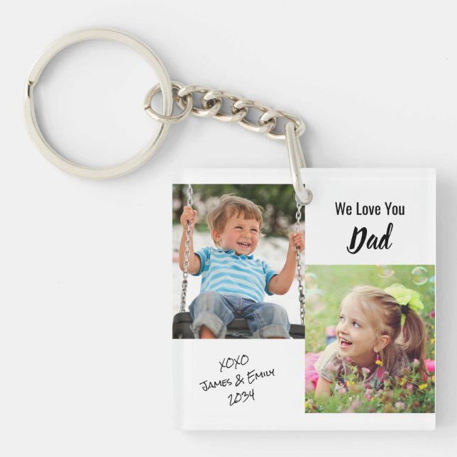 We Love You Dad Personalised Photos Keychain (Front)
